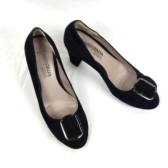 Aquatalia Black Suede Heels - Picture 1 of 8